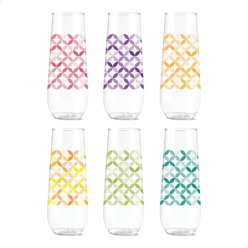 Vista 16 de TOSSWARE POP Vino Designer Series - Formas 2, juego de 6, calidad premium, reciclables, irrompibles y transparentes de plástico transparente