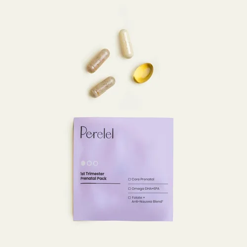 Vista 5 de Perelel Paquete prenatal del primer trimestre, multivitamínico con folato, vitamina D, Omega 3, hierro y jengibre, apoyo nutricional