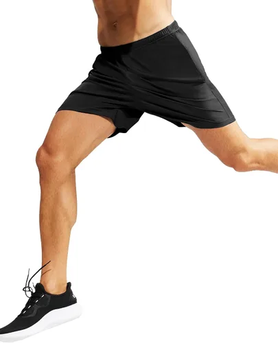 Vista 6 de MIER Pantalones cortos deportivos para hombre, para correr, gimnasio, entrenamiento, 5 pulgadas, de secado rápido, pantalones cortos ligeros