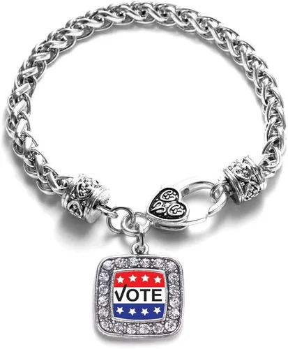 Vista 117 de Pulsera de dijes cuadrados de plata con joyería de circonita cúbica