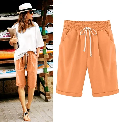 Vista 14 de Pantalones cortos sólidos con control de barriga, casuales, con cordón, cómodos, para mujer, pantalones cortos ligeros de verano para correr 2023