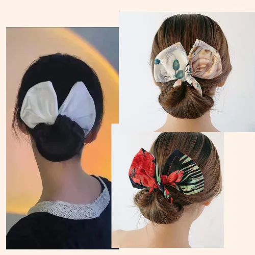Vista 3 de 3 pinzas para el cabello de alambre para peinados rápidos de moño y moño, bandas grandes de tela, bandas para el pelo de dona, moños para mujeres