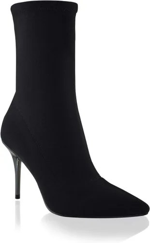 Vista 4 de vivianly Botines elásticos con punta puntiaguda, botas de tobillo a media pantorrilla, botas de tacón de aguja para mujer