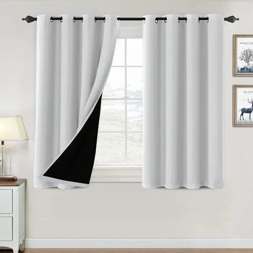 Vista 64 de H.VERSAILTEX Cortinas 100% de opacidad para dormitorio, con aislamiento térmico, cortinas opacas de 63 pulgadas de largo, cortinas de bloqueo