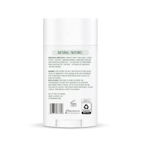 Vista 4 de Desodorante natural, sin aluminio para mujeres y hombres con probióticos, aceite de coco, manteca de karité 2.65 oz (75 g)