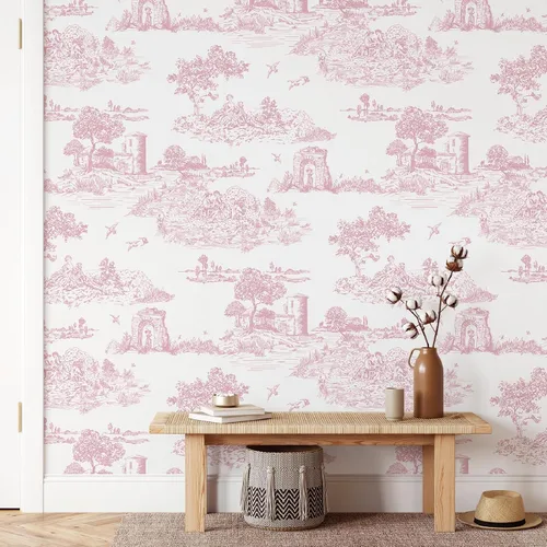Vista 10 de WENMER Toile de Jouy - Papel de contacto Toile de Jouy, papel tapiz azul y blanco, papel adhesivo vintage de país francés para dormitorio, sala