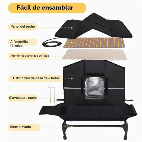 Vista 7 de Veehoo - Casa para gatos climatizada para exteriores, resistente a la intemperie, con aislamiento exterior