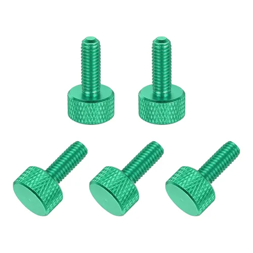 Vista 22 de MECCANIXITY 5 piezas M6x14mm Tornillos de pulgar estriado de cabeza plana, pernos de rosca completa de aleación de aluminio sólido para carcasas