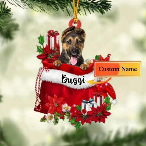 Vista 128 de Perro Akita Inu personalizado en bolsa de regalo, adorno de Navidad, nombre personalizado, regalo para amantes de los perros, familia, Navidad