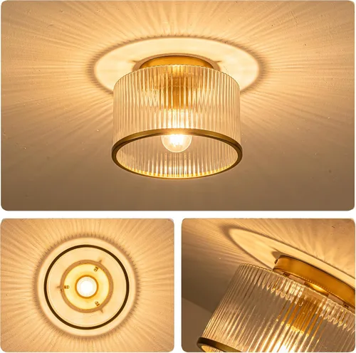 Vista 3 de MAYNA Moderna lámpara de techo dorada, luminarias de pasillo de 1 luz para montaje en techo, regulable, accesorios de iluminación para vestíbulo