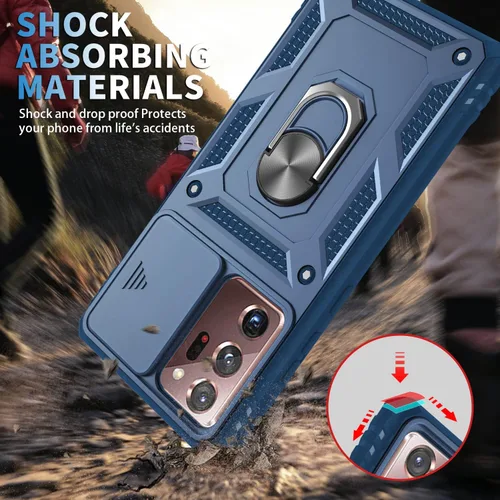 Vista 5 de Fetrim Funda para Galaxy Note 20 Ultra, Caja Del Teléfono De La Cubierta De La Cámara Con Soporte De Anillo De Rotación Para Samsung Galaxy Note 20