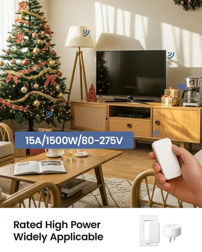 Vista 5 de Zoiinet - Enchufe de toma de corriente con control remoto, diseño de hebilla y interruptor de luz inalámbrico extraíble, sin necesidad de cableado