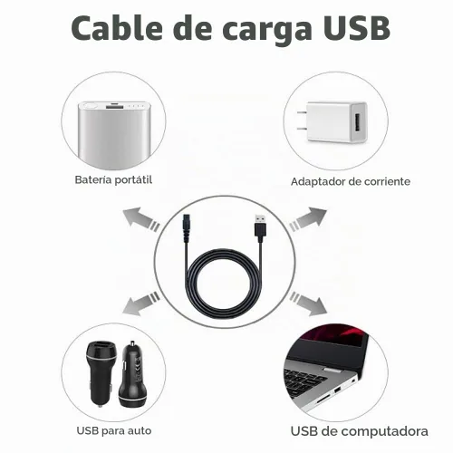Vista 3 de Qjin Cable de carga USB para afeitadora Philips Norelco S3243, S3341, S5880, S7885, S7886, S7887, HS7980, HS9980, X3001, X9002, XP9402 - Cable
