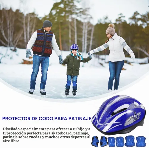 Vista 9 de CLISPEED Juego de protectores de patinaje para niños con casco ajustable, coderas, protectores de manos y rodilleras para patinaje, patineta