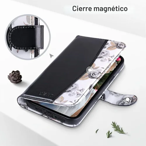 Vista 5 de ULAK Compatible con iPhone 12 Pro Max Funda Cartera con Portarjetas, Funda de Cuero PU con Soporte Plegable Ranuras para Tarjetas Correa de Muñeca