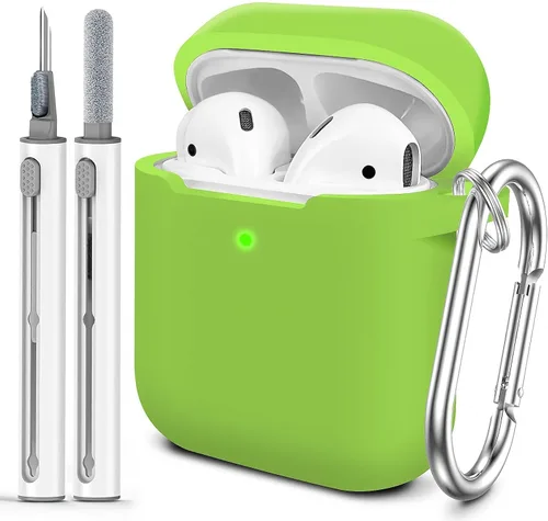 Vista 10 de Funda Protectora para AirPods 1/2, viene con kit de limpieza, funda protectora de silicona suave con hebilla, compatible con estuche de carga