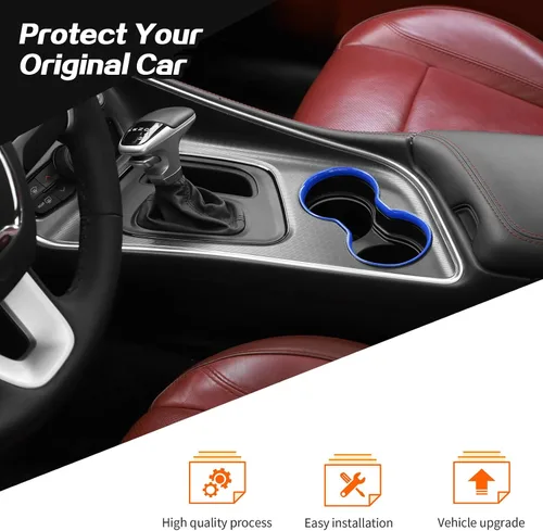 Vista 7 de JeCar Cubierta de Moldura para Portavasos Delantero Accesorios Interiores Compatible con Dodge Challenger 2015-2020 (Azul)