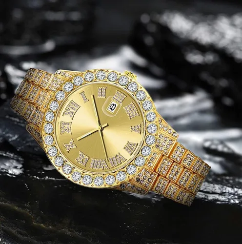 Vista 4 de SENRUD Reloj de pulsera analógico de cuarzo con diamantes de imitación de cristal para hombre