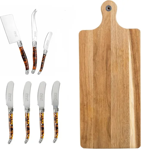 Vista 9 de French Home Laguiole - Cuchillo de pan de madera de Pakka negro con tabla de pan de bambú