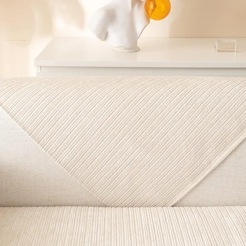 Vista 6 de OKYUK Funda de sofá de felpilla suave antideslizante para sofá seccional, funda para sofá, funda de sofá a rayas con textura, lavable, protector