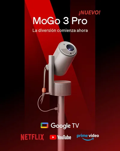 Vista 3 de [Usado] XGIMI MoGo 3 Pro NUEVO Proyector para Exteriores con Soporte PowerBase, Batería de 2.5hrs, Google TV con Netflix con Licencia, Soporte