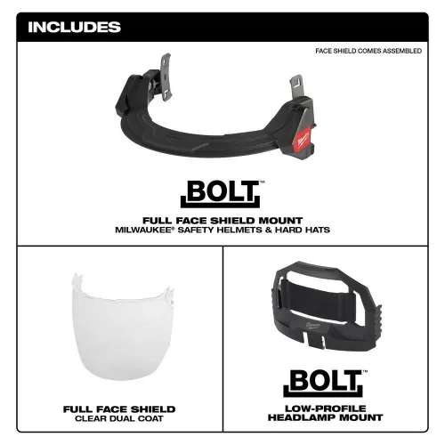Vista 5 de Milwaukee BOLT - Protector facial completo, transparente, compatible con cascos de seguridad y cascos duros, 48-73-1420