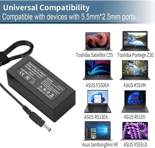 Vista 5 de 65W 19V 3.42A Cargador portátil para Toshiba Satellite C55 C55T C655 Cable de alimentación C55D C655D C675 C855 C855D L55 L655 L675 L745 L755