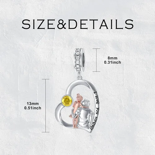 Vista 158 de PROESS Dije para padre, madre e hija, pulsera de plata de ley para pulseras, regalos de cumpleaños, día de San Valentín, para hija, madre, amante