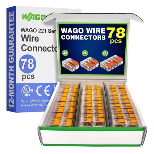 Vista 16 de Conectores de empalme compactos de la serie WAGO 221 de 25 piezas Incluye (10x 221-412) (10x 221-413) (5x 221-415) Conectores de cable WAGO