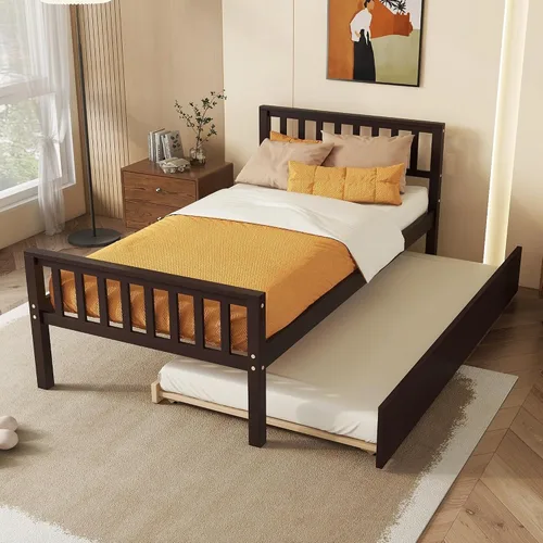 Vista 26 de HomSof Cama individual con 2 cajones, madera maciza, no necesita somier, gris