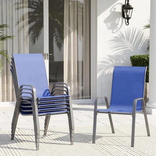 Vista 20 de TLSUNNY Silla de patio, sillas apilables de textileno para exteriores Azul Turquesa
