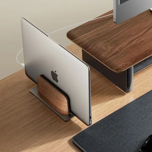 Vista 4 de UPERGO Soporte vertical para computadora portátil, soporte para computadora portátil para acoplar MacBook, MacBook Pro y otras computadoras