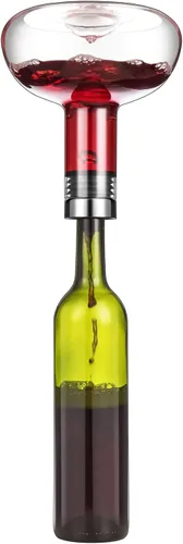 Vista 2 de Decantador de vino de circulación de 50 onzas con tapa, decantador aireador de cristal soplado a mano 100%, decantador de vino tinto superior