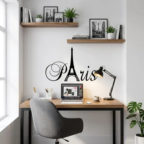 Vista 7 de Decaltor Vinilo decorativo para pared de la Torre Eiffel de París, negro