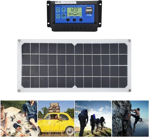Vista 6 de Kit de panel solar, silicona monocristalina, panel solar de 10 W, controlador/ventilador 60A, equipado con puertos USB hembra duales, ventilador