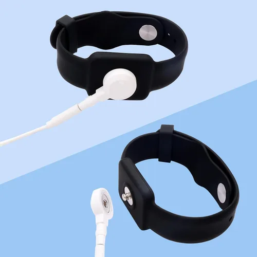 Vista 8 de Correa de muñeca antiestática, banda de conexión a tierra ESD, pulsera de silicona conductora ajustable estilo botón de 9 pulgadas, compatible
