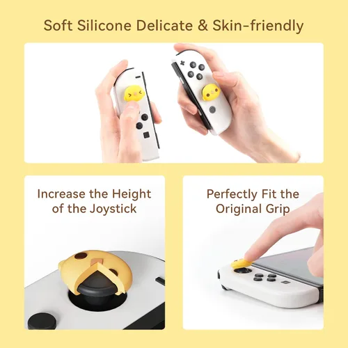 Vista 6 de GeekShare Lindas tapas de silicona Joycon para pulgar, cubierta de joystick compatible con Nintendo SwitchOLEDSwitch Lite, 4 piezas - BIU