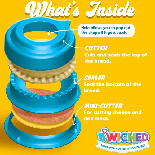 Vista 3 de Cortador y sellador de sándwich (círculo) - Preparador de sándwiches sin corteza - Ideal para fiambrera y caja de Bento - Almuerzo para niños