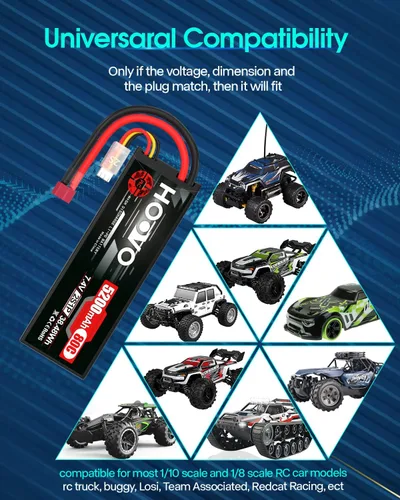 Vista 4 de HOOVO 2S 7.4V 5200mAh 80C RC LiPo Batería Estuche rígido con conector T 2Pack y 2 Pack Lipo Bolsa ignífuga a prueba de explosiones Lipo Bolsa