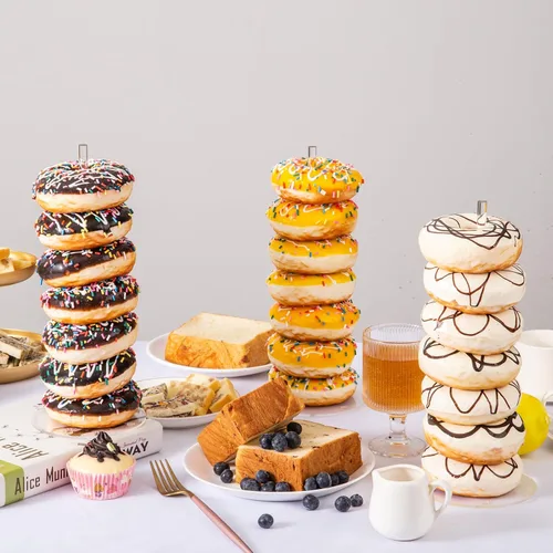 Vista 4 de HENABLE 4 Piezas Soporte de Exhibición de Donas de Acrílico - Torre - Soporte de Mesa de Postres para Donas, Bagels y Rosquillas - Perfecto