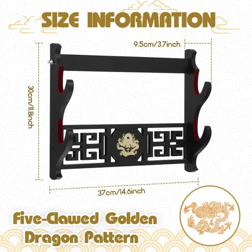Vista 2 de Barydat Soporte de pared Katana para espada samurái, soporte de pared para colgar espada japonesa Wakizashi Hobby Collection Regalos para hombres