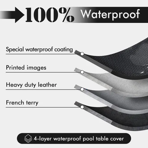 Vista 9 de Funda para mesa de billar de 7 pies con cepillo para mesa de billar, fundas de cuero impermeable para exteriores, para proteger la mesa de billar