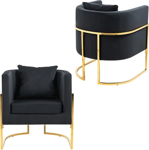 Vista 7 de Silla decorativa moderna de terciopelo, sillón tapizado de mediados de siglo con almohada para sala de estar, cómoda silla de tocador individual