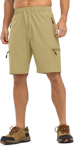 Vista 3 de TBMPOY Pantalones cortos de senderismo para hombre con 5 bolsillos con cremallera, 9 pulgadas, ligeros, para exteriores, trabajo, atletismo, viajes