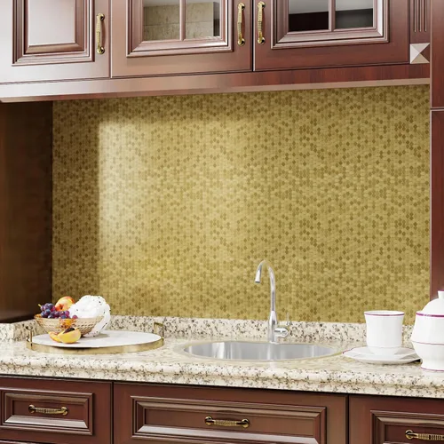 Vista 2 de Papel tapiz metálico dorado hexagonal para cocina y baño, papel de contacto geométrico moderno texturizado para estantes de gabinete, despegar