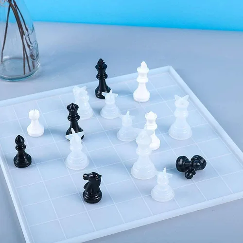 Vista 3 de RESINWORLD Juego de Ajedrez – Molde de Tablero de Ajedrez Grande de 12 Pulgadas y Molde de Pieza de Ajedrez de Silicona 3D de Tamaño Completo