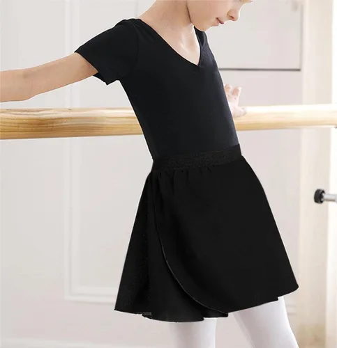 Vista 3 de Falda de Danza de Ballet para Niñas de 3 a 12 Años, Brillante, de PonerseEnvolvente, Ropa de Danza de Gasa, Rosa, Negro, Blanco, Morado
