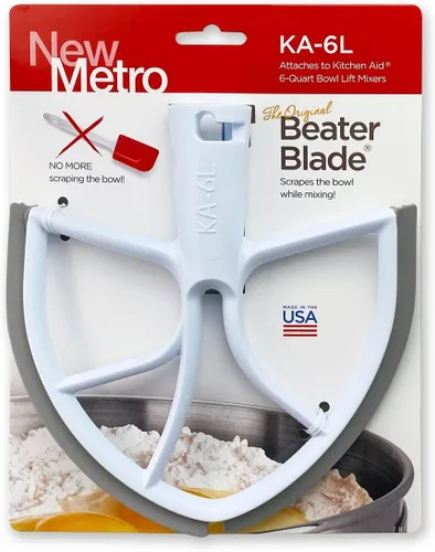 Vista 4 de New Metro KA-5L Cuchilla original para batidora para la mayoría de las batidoras KitchenAid de 5 cuartos con soporte para cuenco, gris