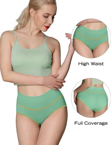 Vista 2 de INNERSY - Bragas de algodón de cintura alta para mujer, tamaño regular y grande, paquete de 5.