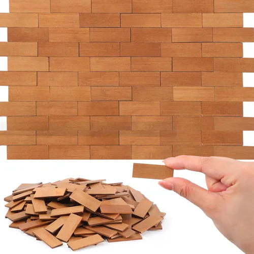 Vista 8 de Sintuff 200 piezas de suelos de casa de muñecas en miniatura, mini tablas de madera para casa de muñecas a escala 1 12, accesorios geométricos